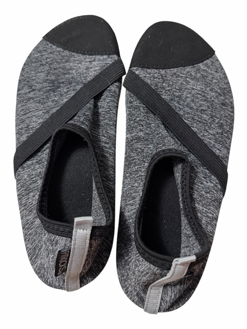 Fitkicks Women’s Grey Cross-Strap Slip-On Flats Yoga M
